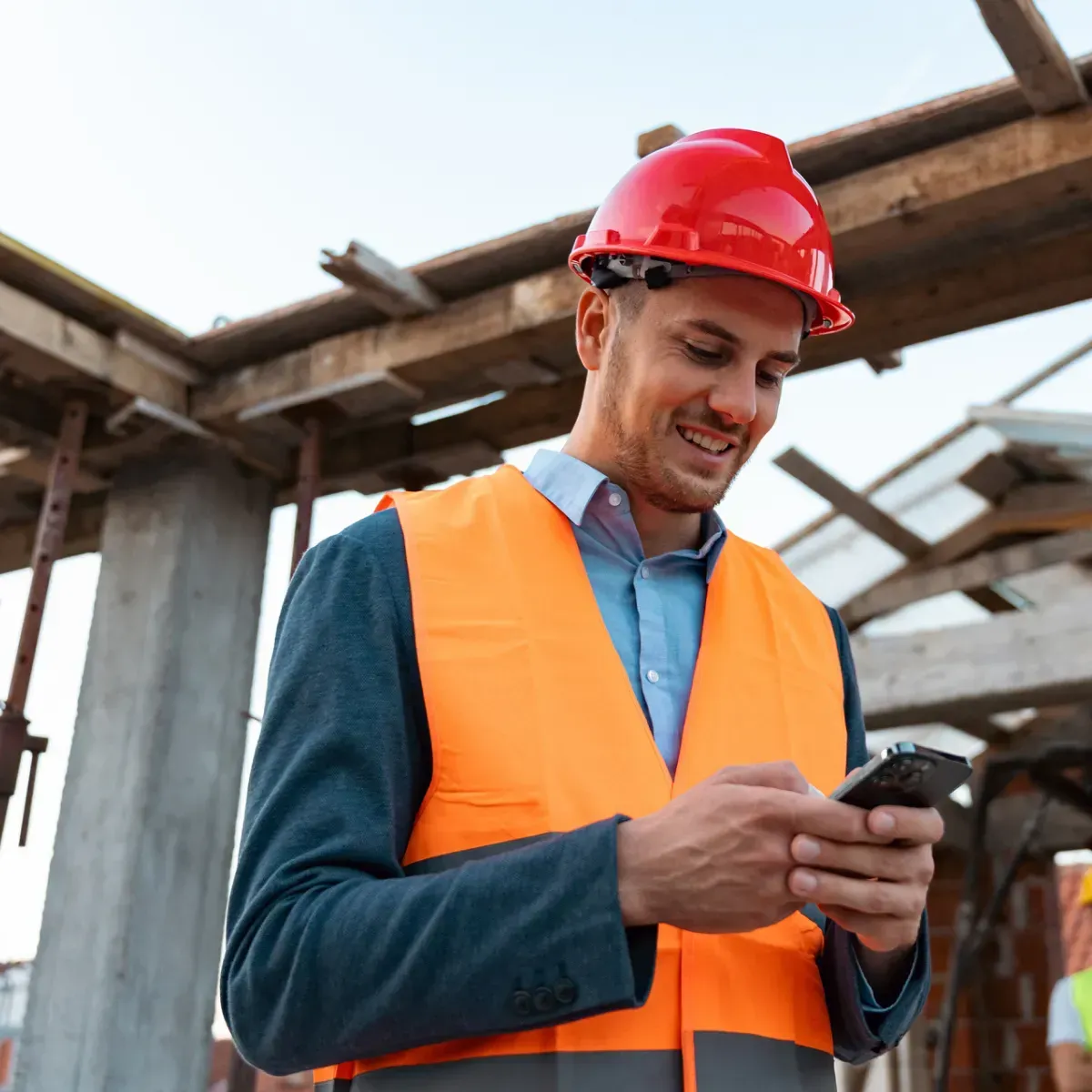 home service professional checking alerts in phone