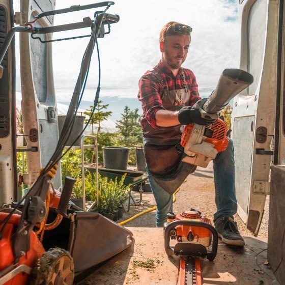 landscaping professional working in the site
